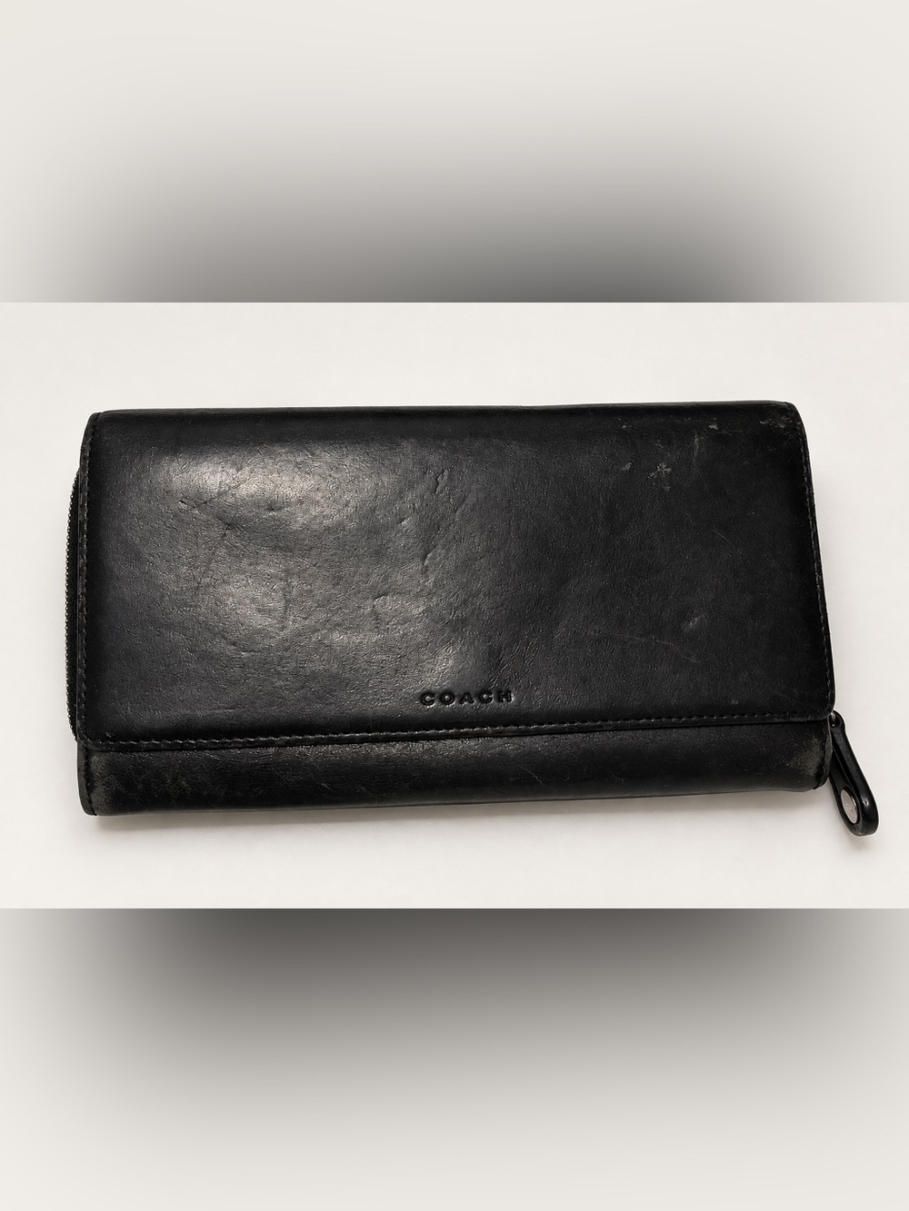Vintage Coach Black Legacy Smooth Leather Trifold Classic Wallet